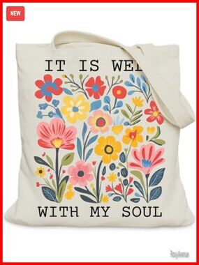 Canvas Tote Bag with Inner Pocket Church Bible Study Religious Gift